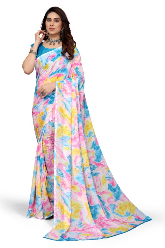 Fancy Georgette Printed Saree With blouse